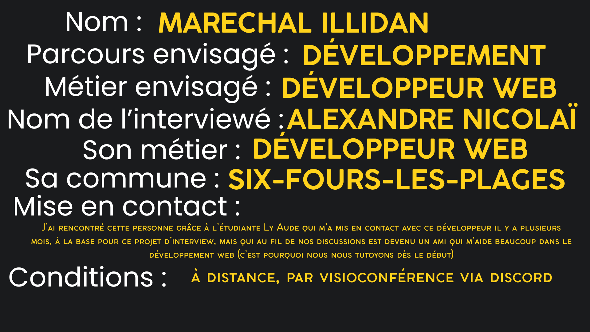 Image du projet Projet : Entretien avec un Professionnel du Développement Web